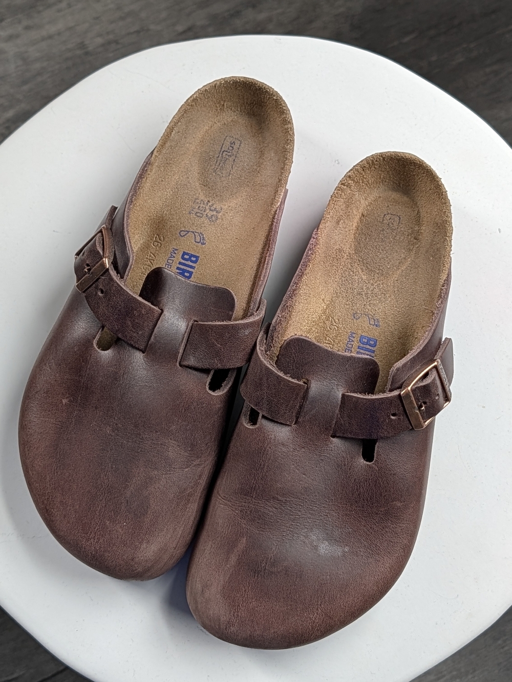 Birkenstock Boston Oiled Leather Clogs in Havana